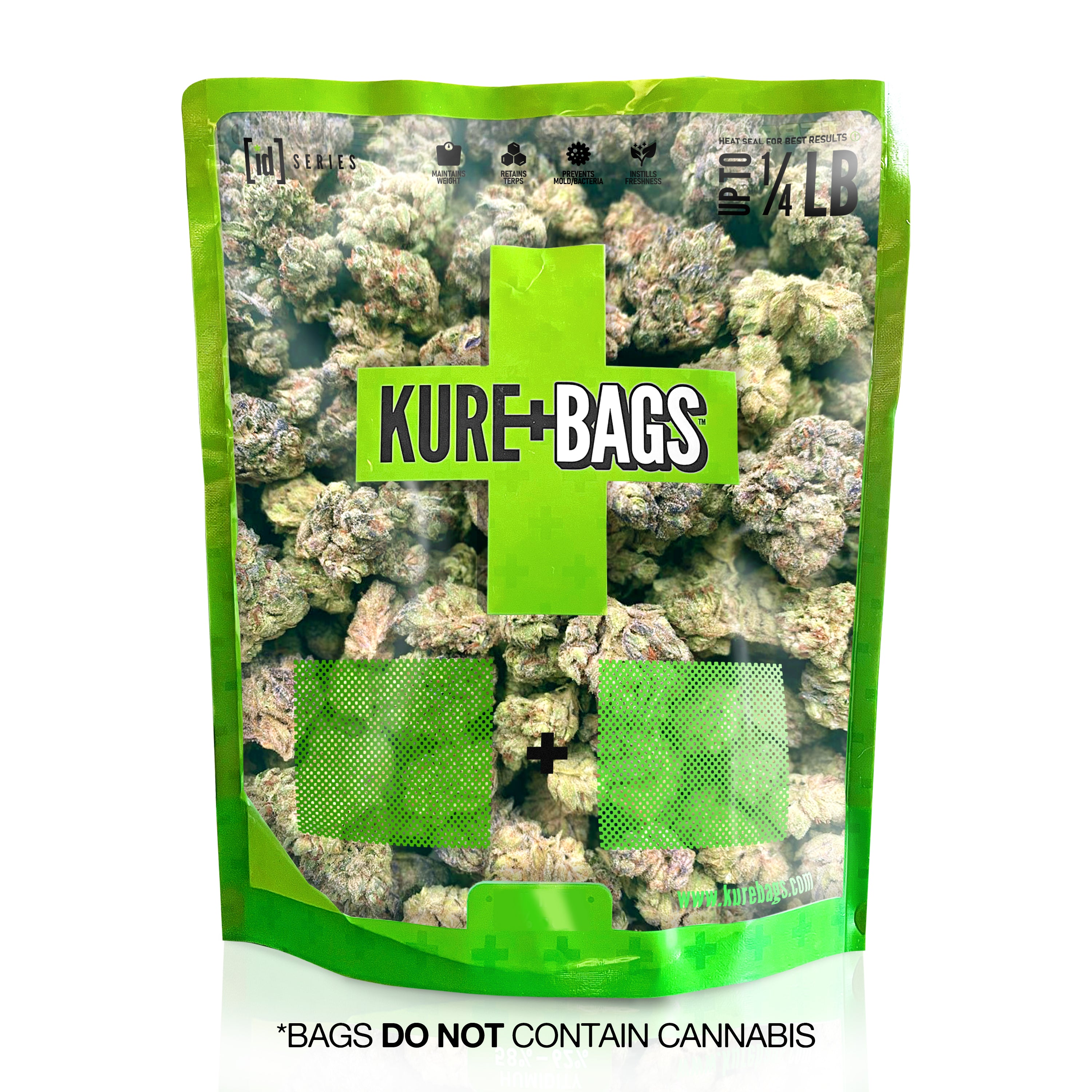 1/4LB KURE BAGS - BLACK/OPAQUE - FRONT & BACK WINDOW - CASE (25) - FREE SHIPPING