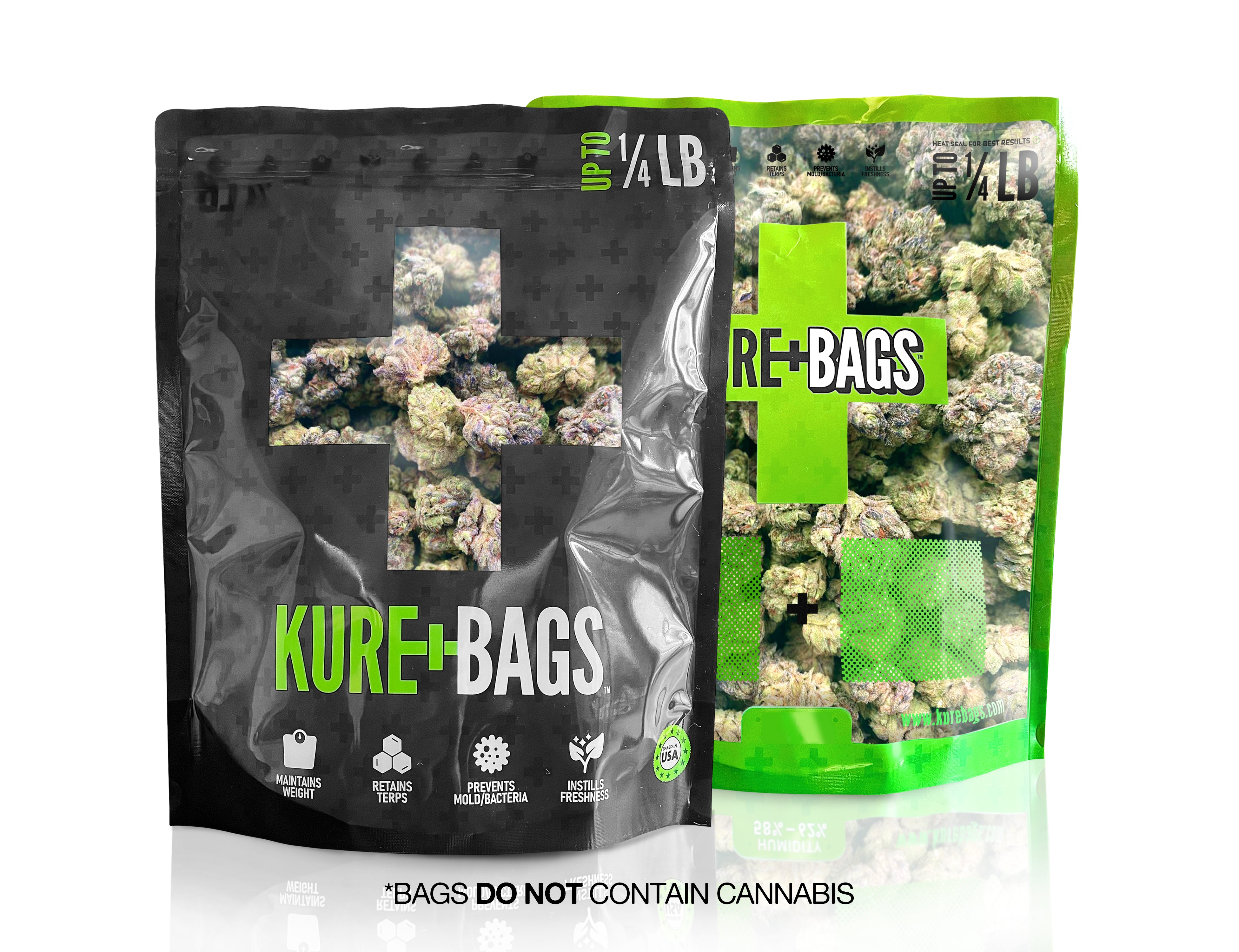 1/4LB KURE BAGS - BLACK/OPAQUE - FRONT & BACK WINDOW - CASE (25) - FREE SHIPPING
