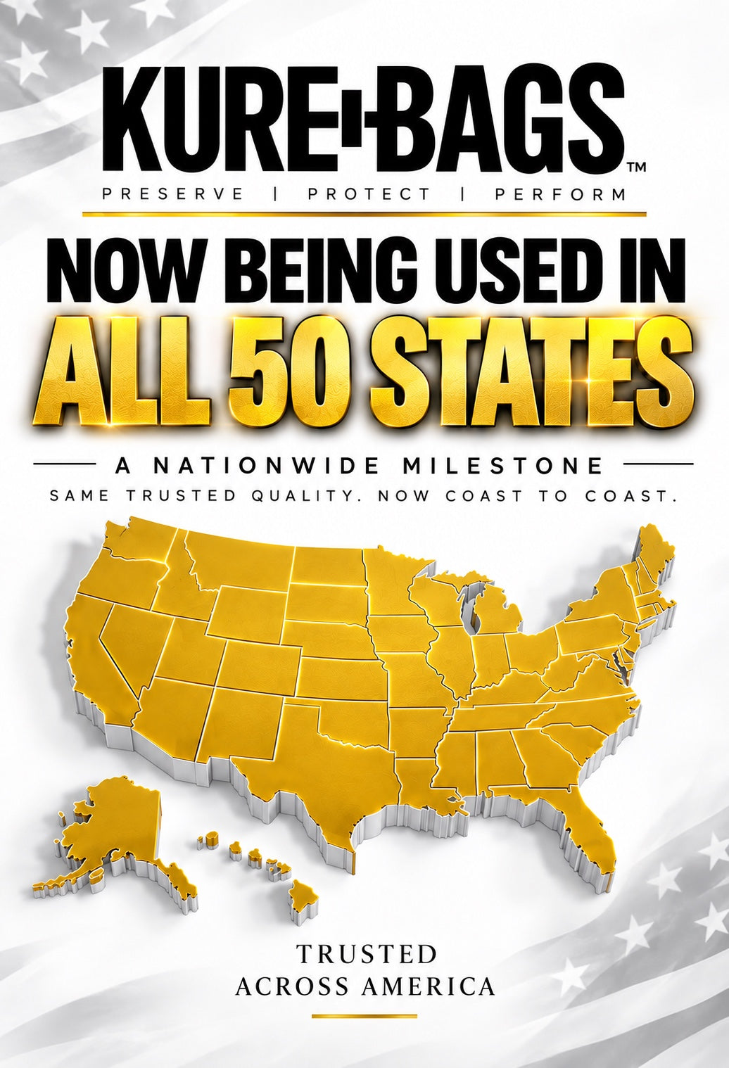 Kure Bags map of the United States highlighting nationwide use in all 50 states