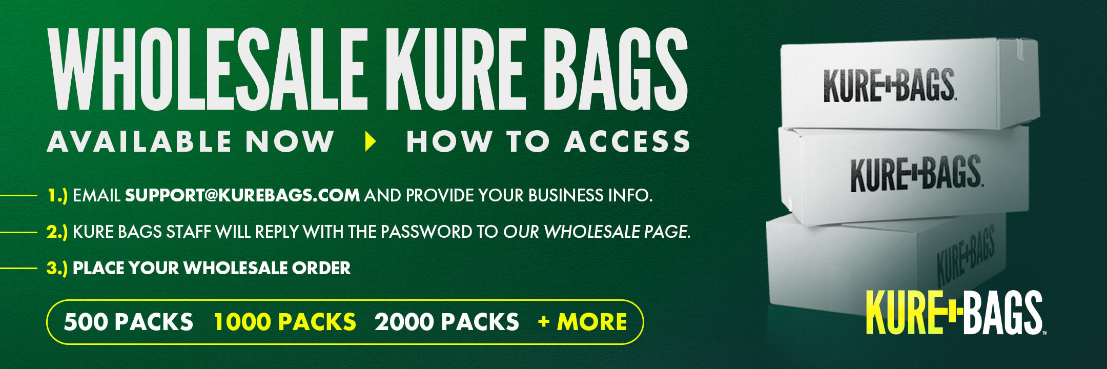 Wholesale Kure Bags banner for bulk orders