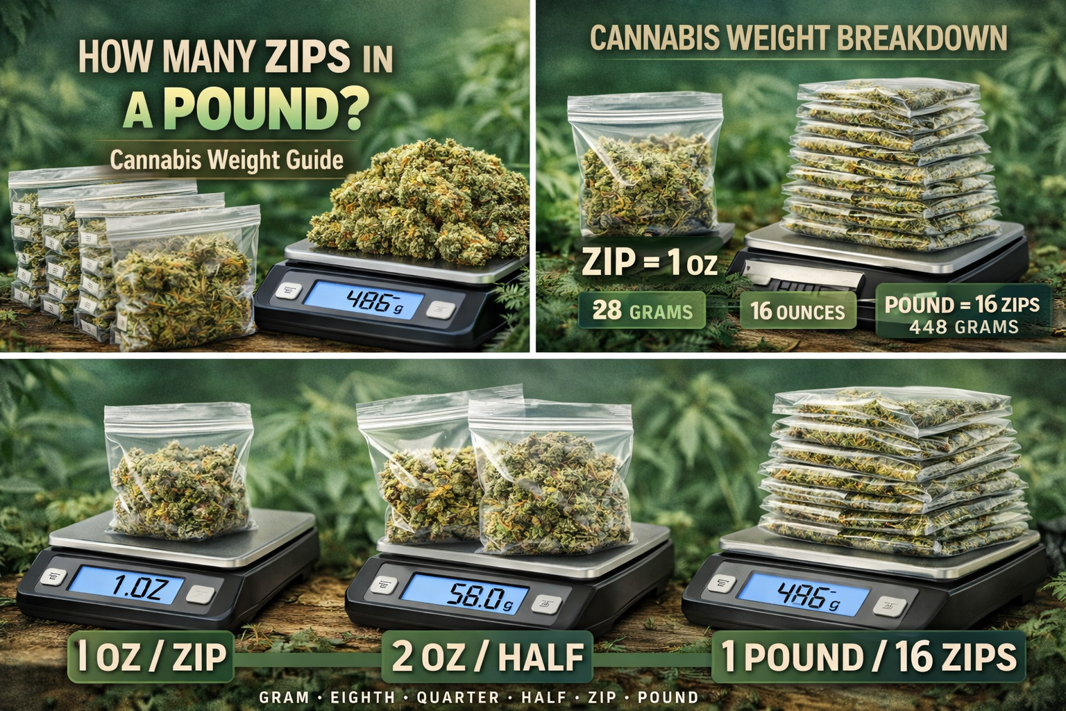 how many zips in a pound