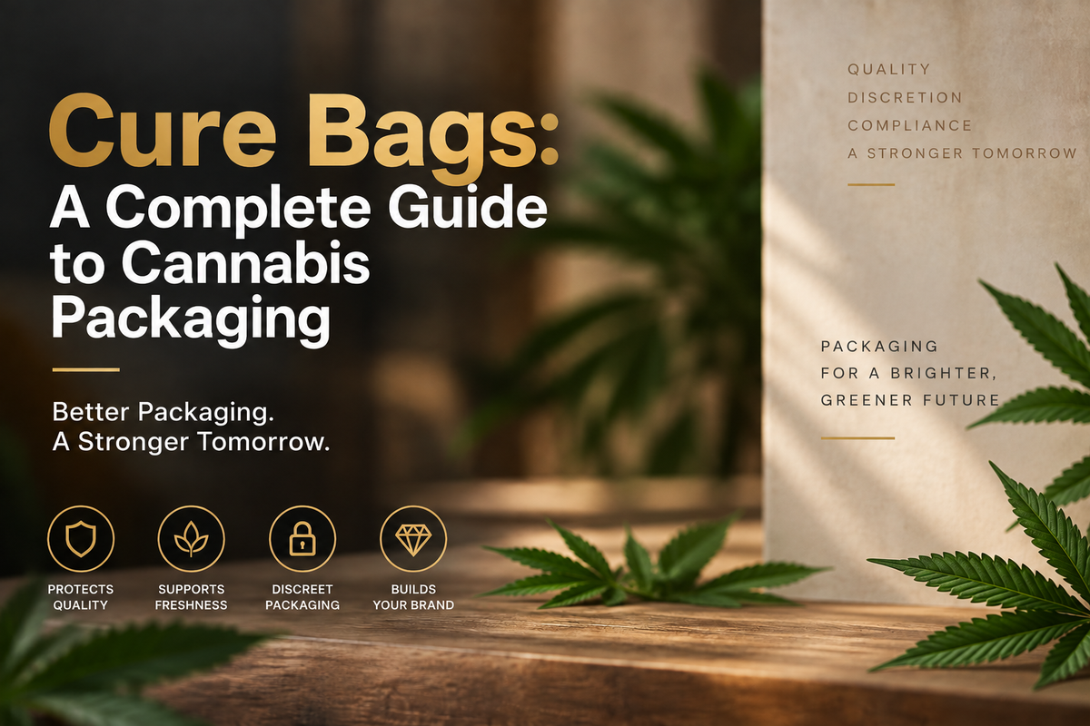 Cure Bags for cannabis packaging, featuring a professional guide to choosing quality, discreet, and freshness-focused cannabis packaging solutions.