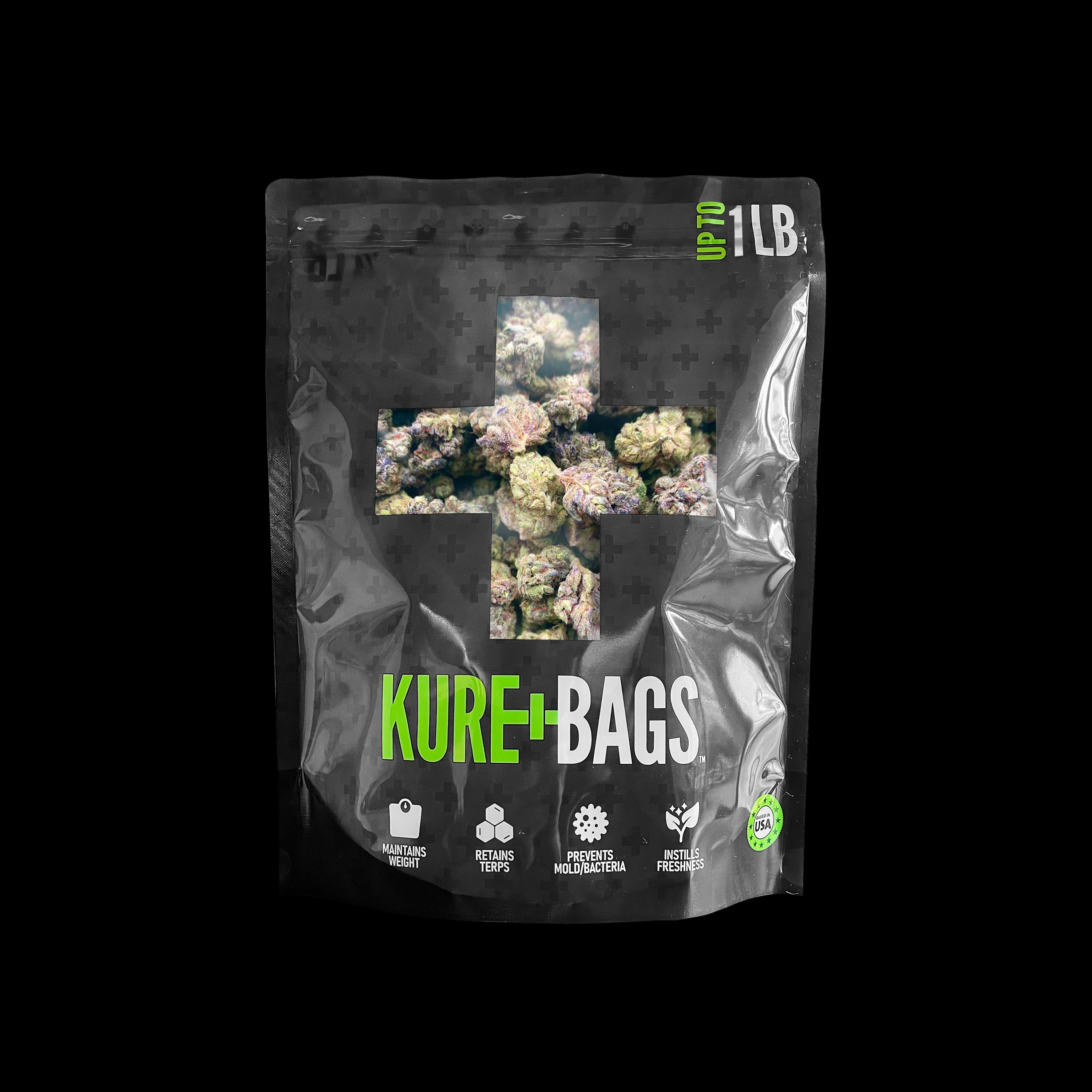 WHOLESALE – 1LB SMELL PROOF WEED BAGS – KURE BAGS BLACK/OPAQUE – FREE SHIPPING