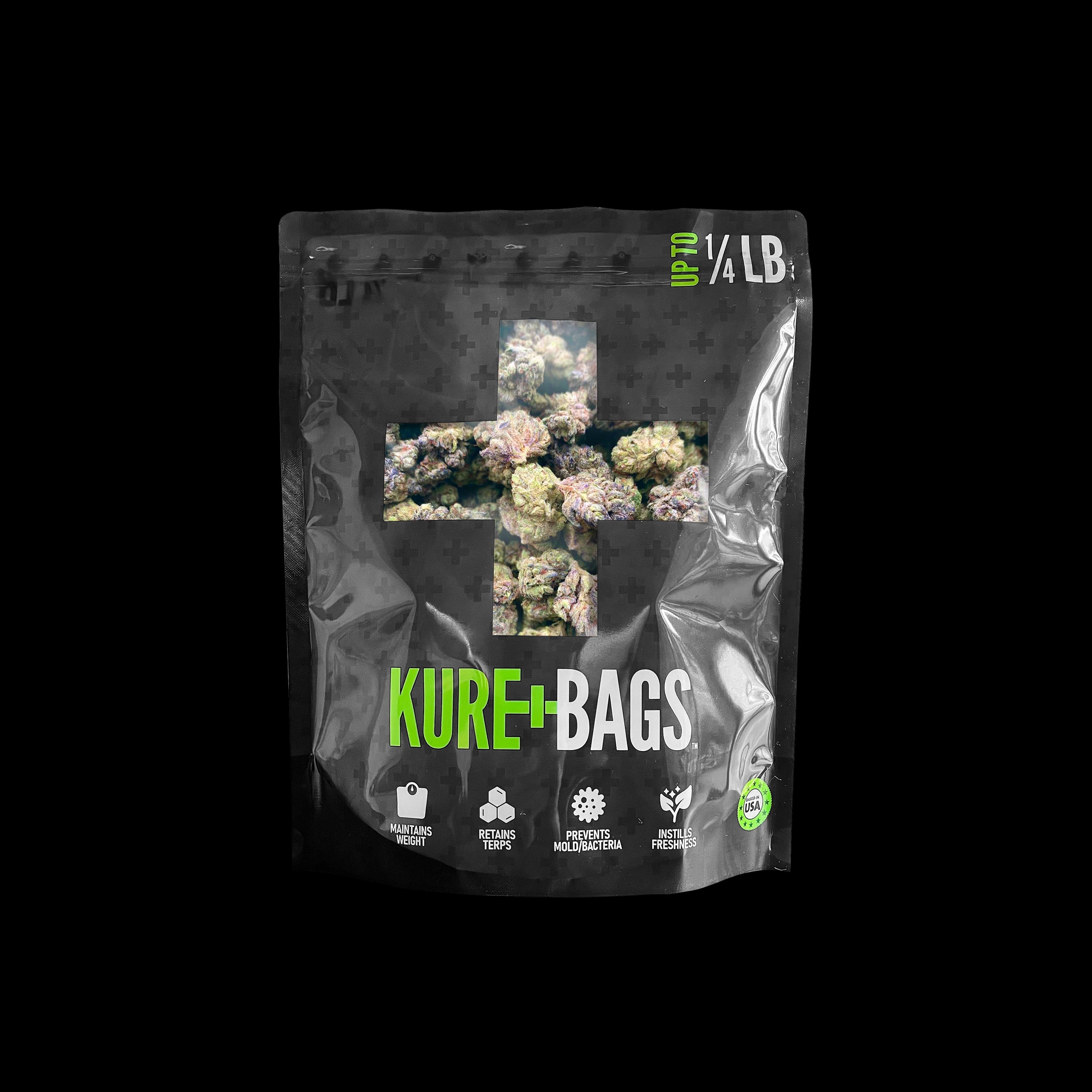 WHOLESALE – 1/4LB SMELL PROOF WEED BAGS – KURE BAGS BLACK/OPAQUE – FREE SHIPPING