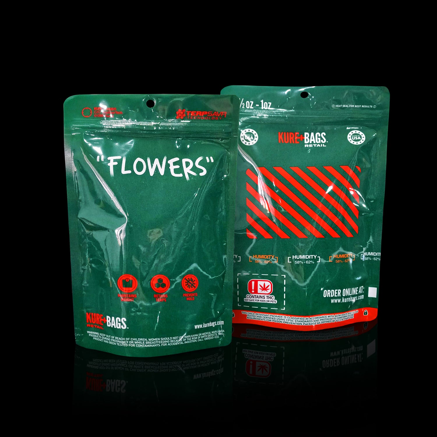 RETAIL DISPENSARY BAGS - (1/2oz-1oz) - "FLOWERS" SERIES