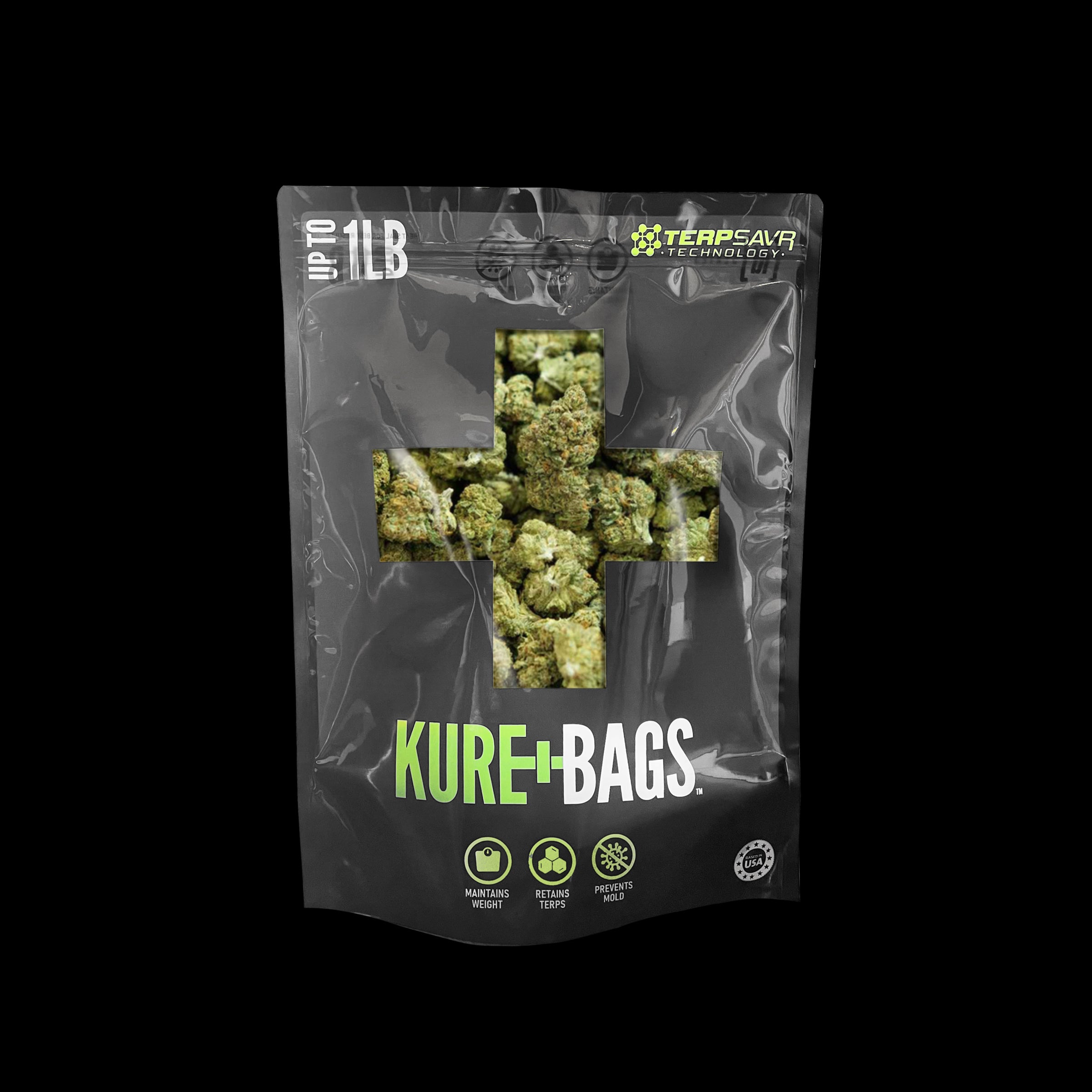 1 POUND KURE BAGS - BLACK/OPAQUE - FREE SHIPPING