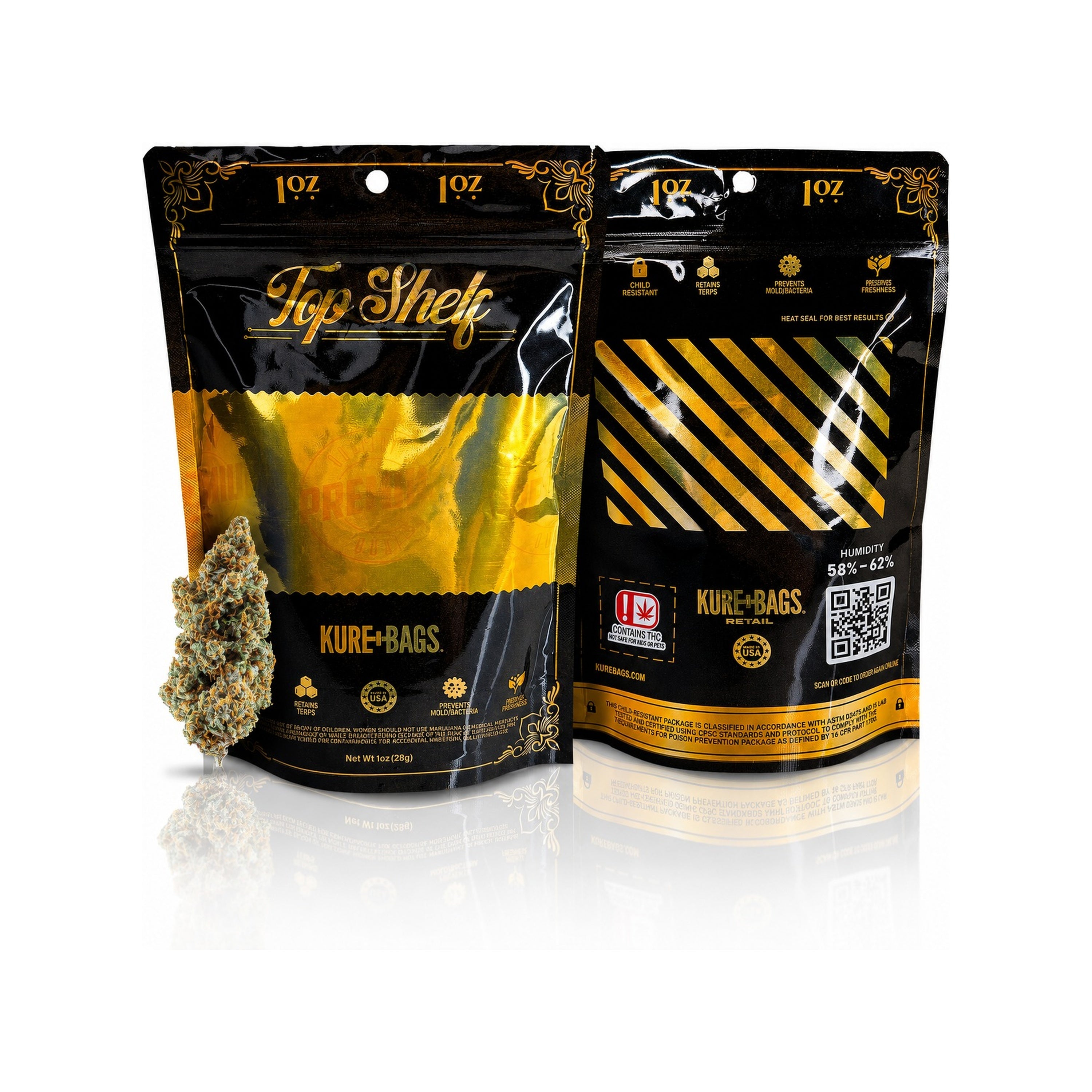 1OZ PREMIUM FLOWER WEED BAGS – TOP SHELF SERIES - CASE OF 100 | FREE SHIPPING
