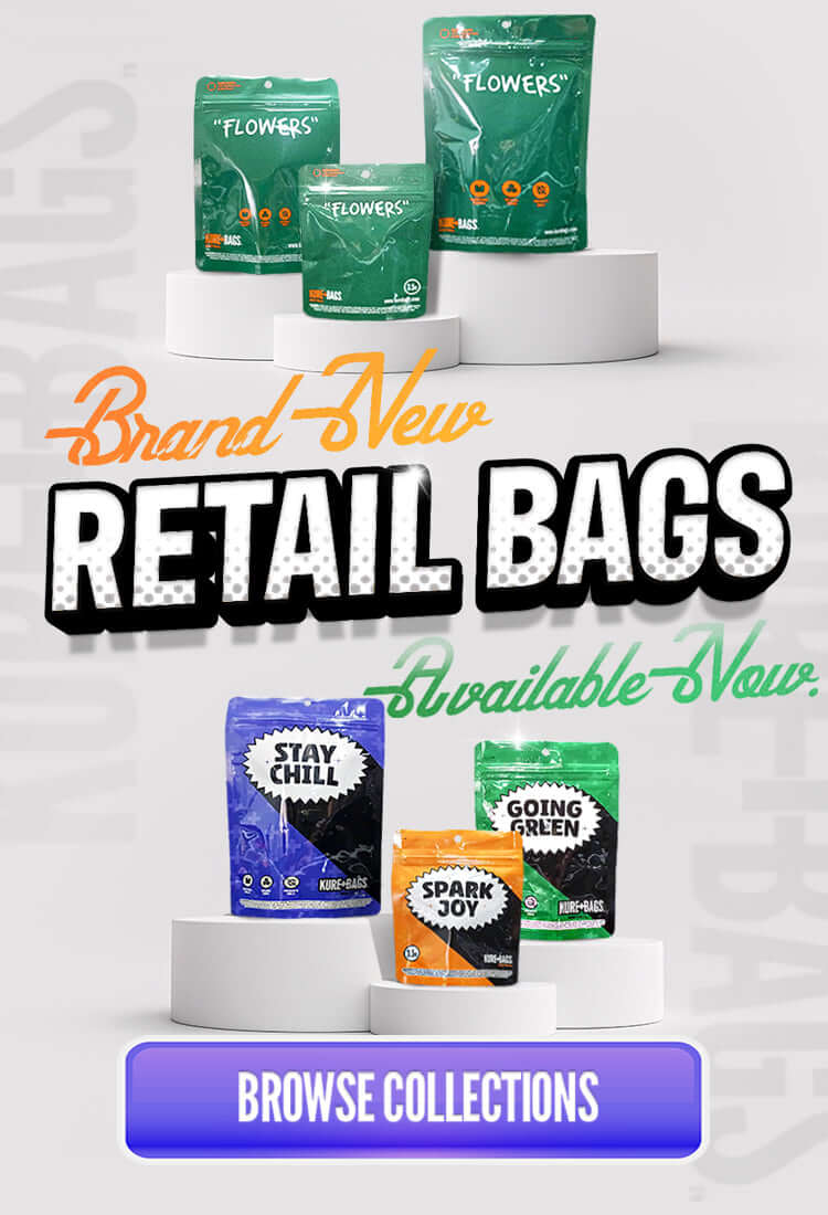 Kure Bags retail smell proof bag for pre-packed flower in multiple sizes – mobile banner